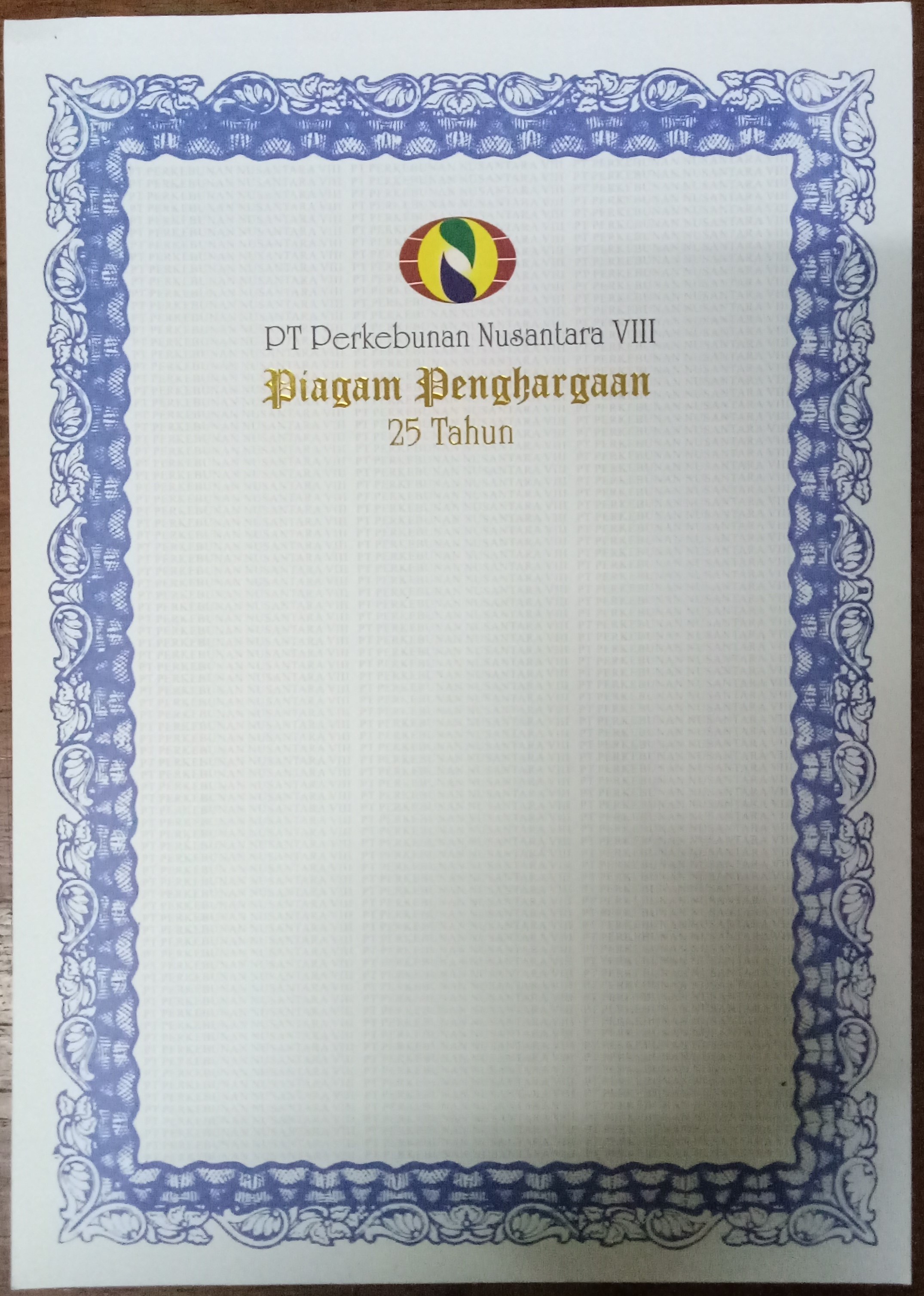 Jual Piagam Penghargaan Masa Kerja 25 Thn Logo PaDi UMKM