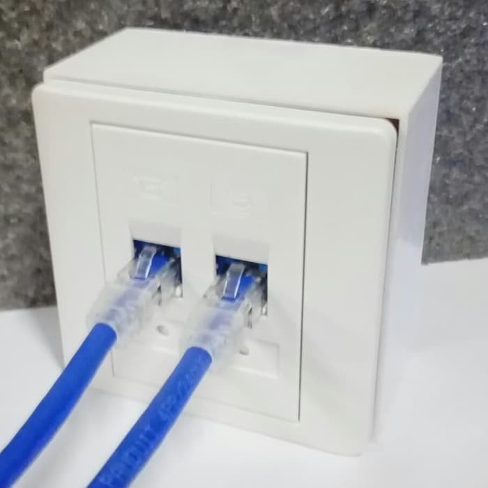 Jual Face Plate + Modulator RJ 45 2 Lubang CAT 6 in/out Bow | PaDi UMKM