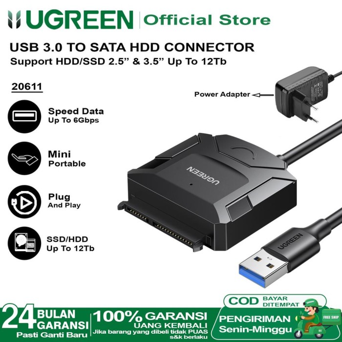 Jual UGREEN Kabel SATA to USB 3.0 Hard Drive Converter HDD SSD 2.5 ...