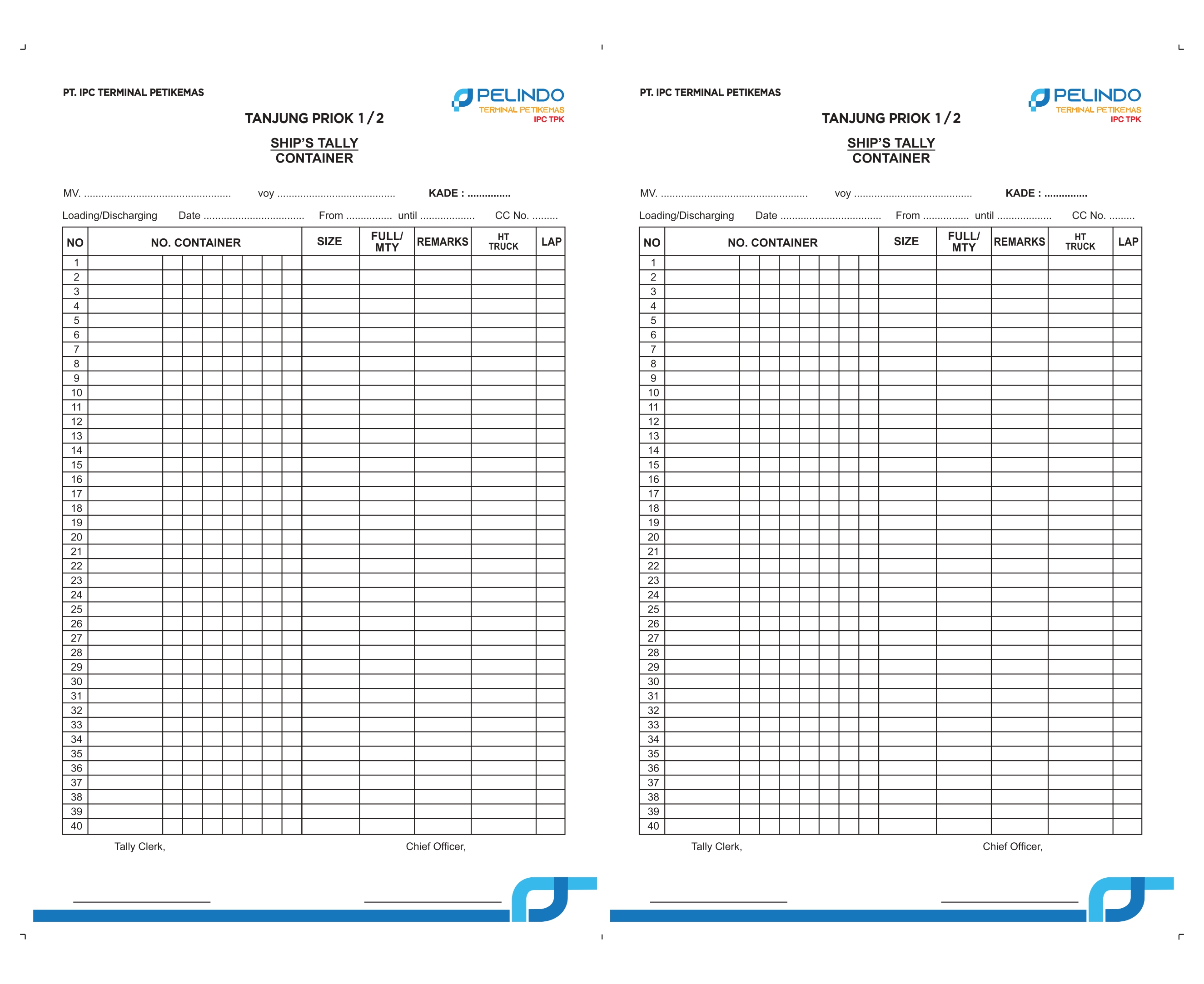 Jual Blangko Tally Sheet Container 4 ply ukuran F4; isi 50 set | PaDi UMKM