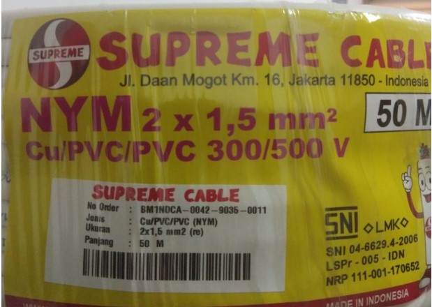 Kabel Supreme NYM 2X1.5 @ 50 Meter