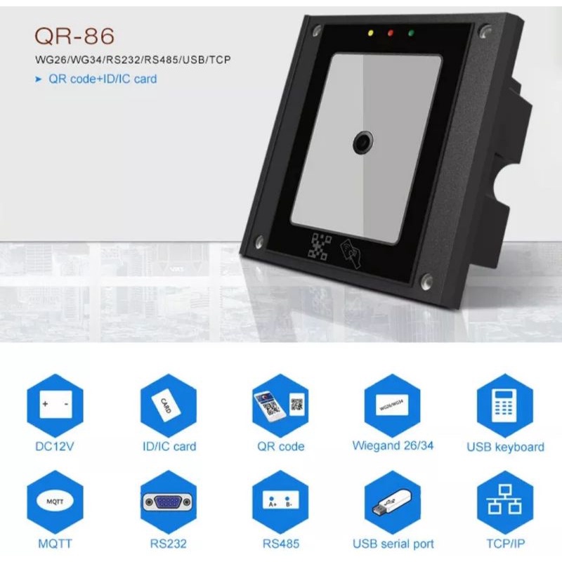Jual QR Code Reader RFID 13.56 Mhz USB Reader Wiegand Interface RS232 ...